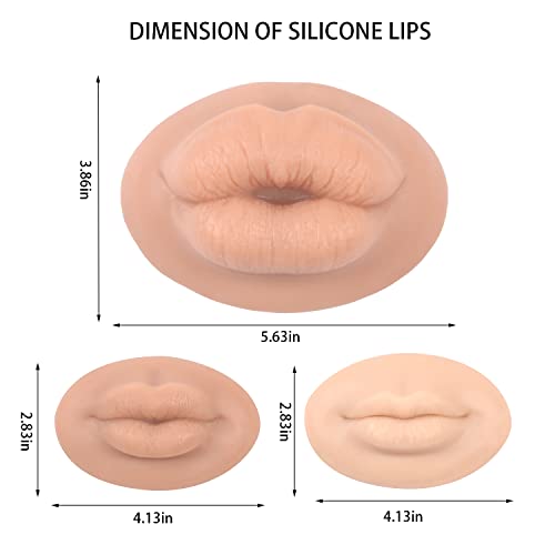 YEEFAIRY Super velike 3d realistične silikonske usne za šminkanje, nove nadograđene lažne usne, meka koža dodir usne maneken za trening tetoviranja sa 1 besplatnim ruževima