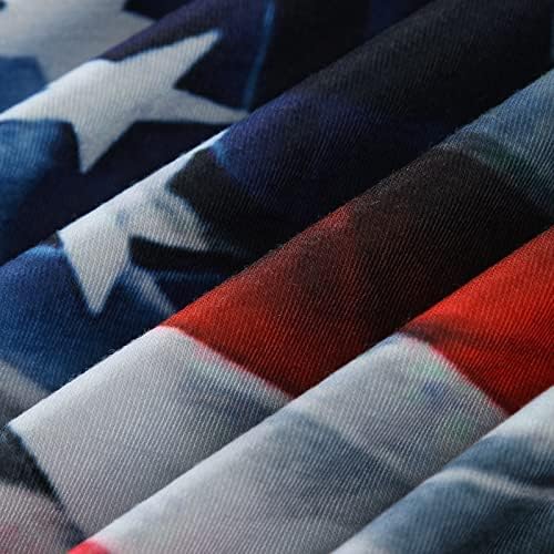 Yijiekai Ženske američke staze zastava Najveća majica V izrez Seksi majica Modne rukave bez rukava Dan neovisnosti Žene Žene