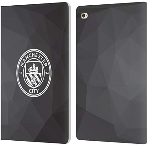 Dizajni za glavu službeno licencirani Manchester City Man City FC Crno bijela mono značka Geometrijska kožna knjiga Novčanica Court Cour Construktni s Apple iPad Mini 4