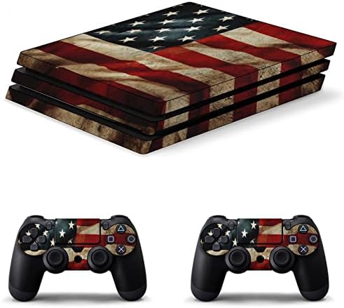 Krupni plan Grunge američke zastave PVC ljepljive naljepnice za zaštitu kože za PS4 Pro/PS4 Slim kontroler