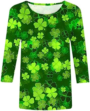Yafinmo Saint Patricks Dnevne košulje žene 3/4 rukave s rukavima Slatki okrugli pulover Trendnih bluza