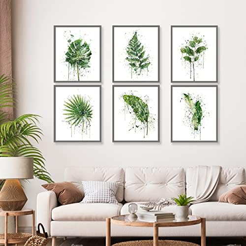Luodroduo Botanički zid Art Prints Set od 6 tropskih listova platno dekor biljka list Boho Zid Decor slike zeleni akvarel stil Posteri Art Set kupatilo zid Art Decor