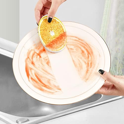 Kigai 3 kom čišćenje Spungs Spunges miris Besplatna kuhinja Korištenje za pranje posuđa Drvena pulpa spužva - smiješna narandžasta
