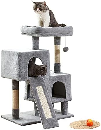 Mačji toranj, mačje drvo od 34,4 inča sa daskom za grebanje, 2 luksuzna stana, zid mačjeg drveta, Čvrst