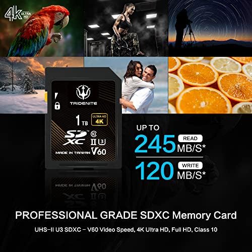 TRIDENITE 1TB SD kartica, brzina čitanja do 245MB/ s, UHS-II U3 V60 4K UHD, profesionalna SDXC