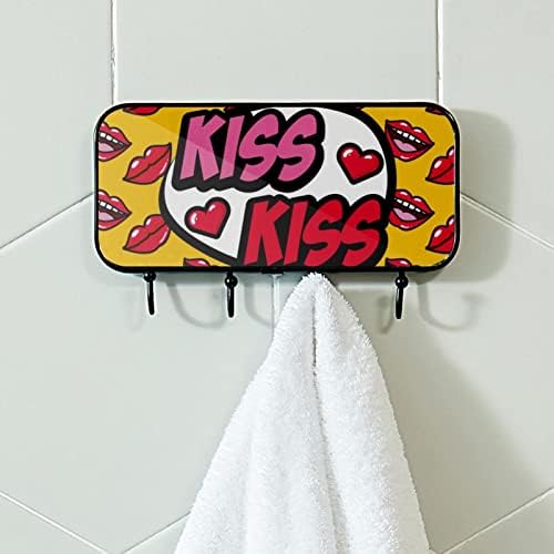 Lyetny ručnik držač zidna ručnik nosača kupatilo dekor ogrtač ogrtač odjeća poljubac crvena usta usne žuto pozadinsko kupatilo ručnik obnavljanje pohrane