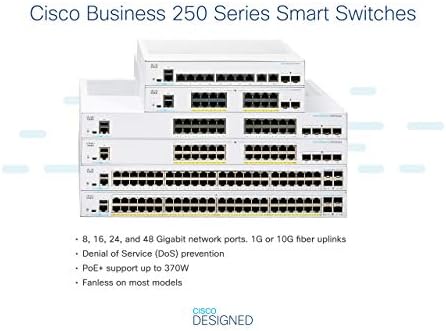 Cisco Business CBS250-16P-2G Smart prekidač | 16 Port GE | Poe | 2x1g SFP i Business CBS250-8FP-E-2G
