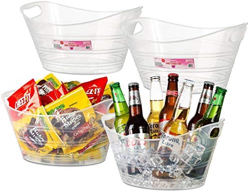 Zilpoo 4 Pakovanje - plastična ovalna memorija, 4,5 litara, hlače piva, župani za piće, kašika za led, zabava za piće, košare, jasno