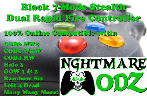 Black Stealth 7-Mode Wireless Xbox 360 Rapid Fire Modded kontroler COD4, COD5, COD6, Halo, GOW, mnogo