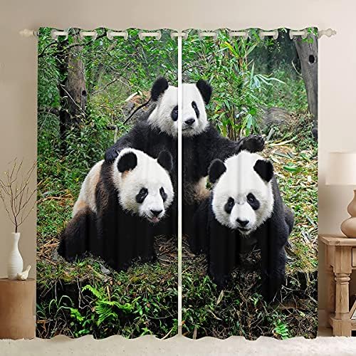 Erosebridal Panda zavjese Lovely Safari Životinje Prozor zavjese Panda Baby Family Prozor za djecu