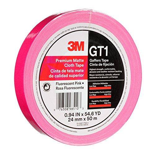 3M premium mat tkafe gaffers traka GT1, 1 x 164 ft, 11 mil, fluorescentna ružičasta