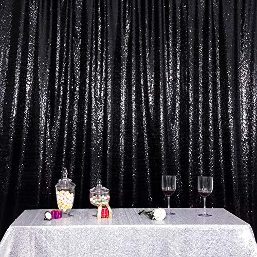 Squarepie Sequin Backdrop ne-prozirna pozadina Sparkly zavjesa za svadbenu zabavu 6ft x 6ft crna