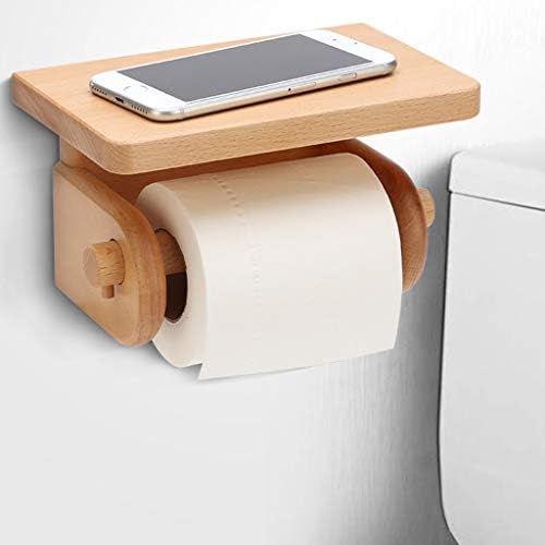 JYDQM moderno viseći drveni nosač rolne papiru sa posudom za polica za toaletni papir, telefon