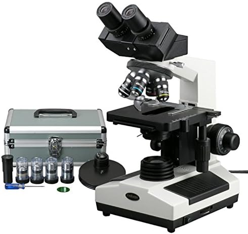 AmScope B390A-PCT složeni binokularni mikroskop, uvećanje svetlog polja 40X-1600X, Magifikacija faznog kontrasta 100x-1600X, halogeno osvetljenje, Abbe kondenzator, dvoslojni mehanički stepen, kupola sa faznim kontrastom