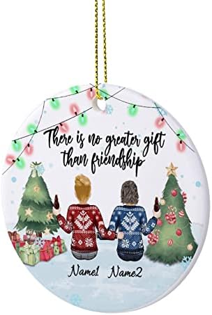 Ditooms prijateljstvo je najveći poklon običaj božićno drvo viseći ukrasi, slikarstvo Splash Round Xmas porculan zanati suvenir za odmor dekor, Božić dizajn