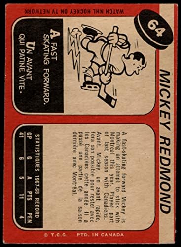 1968 O-pee-chee # 64 Mickey Redmond Canadiens Sajam kanadi