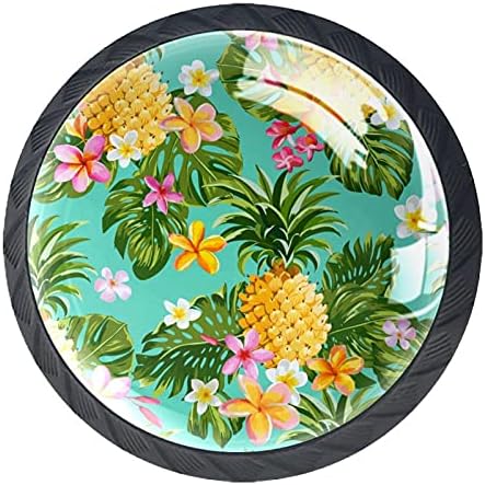 Kraido tropski ananas cvjetni listovi uzorak uzorak ladice za ladice 4 komada okrugli ormar s vijcima
