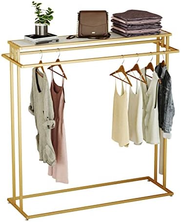 FushiaipTC 59 zlatni stalak za odjeću, sa prirodnim mramorom i 3 šipke nosače odjeće za viseće odjeće, ormar