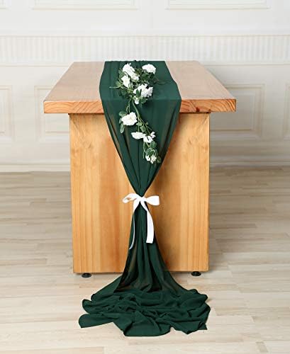 Sherway 27 x 216 inčni lovac zeleni šifon za vjenčani stolnjak, ekstra dugačak 18ft zeleni stolcloth tablice tablice, rustikalni vjenčani mladenci tuš za tuširanje rođendana za bojanje ukrasi stola
