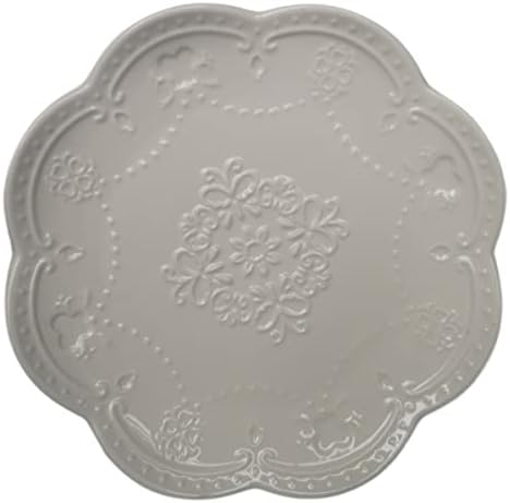 Bijeli reljefni porculan okrugli desertni tanjir čaja Čajnik 6 inča sa leptirom i dizajnom srca - u ljubavnom poklon kutiji