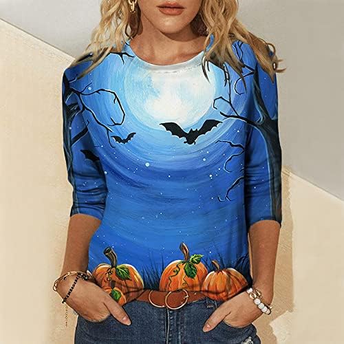 Ženska dukserica za Halloween Funny Bat bundeve grafičke majice dugih rukava Top pulover dukserice Crewneck