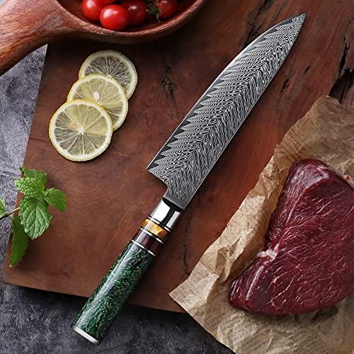 Set Noža, 8 Komada 67 Slojeva Kuhinjski Noževi Od Čelika Damask Oštri Rez Za Hranu Višenamjenski Kuhinjski