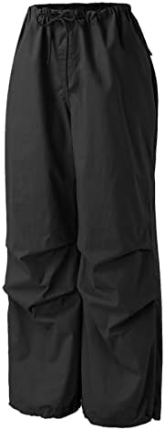 Miashui Ženske hlače s istegnutim 2023 teretna hlače Žena opuštena fit baggy odjeća crne hlače High Womens
