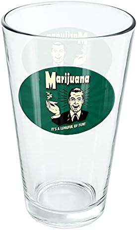 Marihuana to je Lungful zabave Funny Humor Retro 16 Oz pinta stakla, kaljeno staklo, štampani dizajn & savršen Fan poklon | odličan za hladna pića, gazirana pića, voda