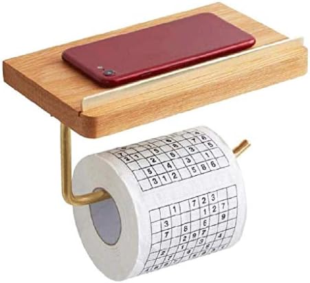 TJLMZ Drveni toaletni papir Držač za toaletni papir, držač tkiva u stilu, kupaonica, pribor za kupatilo Zidna polica, puno drva
