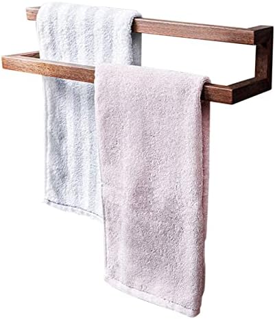 Polica za ručnik za kupatilo drveni ručnik nosač Dvostruki ručnik šina samoljepljiva zida montirana bez bušenja za kupatilo, a