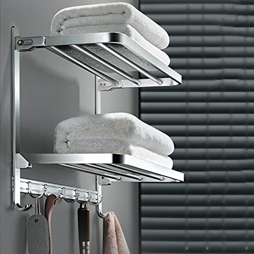Omoons ručni nosač ručni nosač ručni ručnik kupaonica polica za skladištenje, sklopivi dvostruki metalni metal