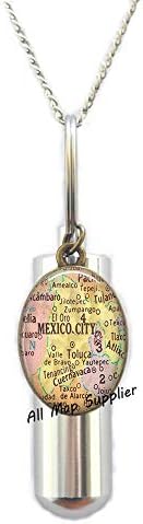AllMapsupplier modna kremacija urna ogrlica Mexico City Map kremacija urn ogrlica, Meksiko City kremacija urn ogrlica, Mexico City Map urn, Mexico City Urn Moda Karta Nakit, A0040