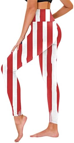 Američki zastavačke gamaše Ženska visoka struka SAD-a Stripe Stripe STim olovke Comfy pune dužine gamaše hlače Capri