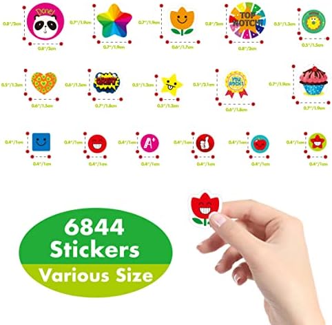 6844 kom Poticajne naljepnice za djecu, 64 lista okrugle naljepnice, životinje Smile Face krofne Cupcakes