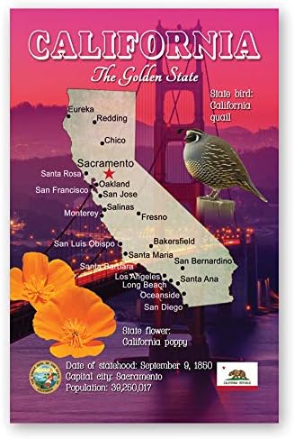 CALIFORNIA karta razglednica set 20 identične razglednice. CA država karta poštanske kartice. Napravljeno u SAD.