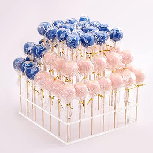Goabroa Cake Pop Display Stand, 56 Rupa Clear Acrylic 3 Tier Square Cupcake Desert Holder Vjenčanja Baby