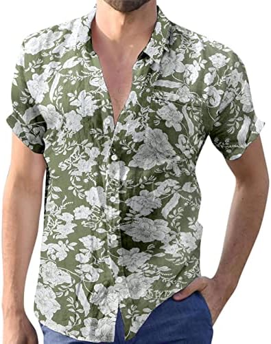 Mužjak ljetni cvjetni print casual plus size majica muške ruke okreću na košulju kratkih rukava na kratkim rukavima x velika
