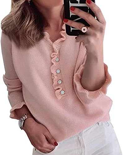 Pulover džemperi za žene s dugim rukavima prevelizirane pupljene rublene bluze casual slatka