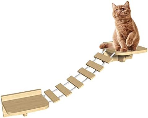 Zidna polica za mačke, stepenice stepenica za stepenice mosta za penjanje na drvo za mačke u zatvorenom prostoru, namještaj za zidove za mačke, police za mačke i Smuđeve za zid