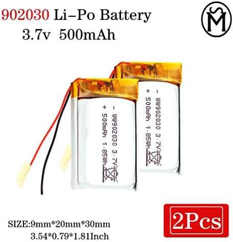 2-pakovanje 3.7V 500m 902030 Lipo lipo litijum-polimerna jonska baterija