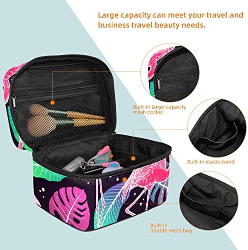 Mala šminkarska torba, patentno torbica Travel Cosmetic organizator za žene i djevojke, tropski dlan napušta ružičastu