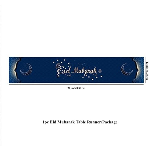 Kymy Ramadan Mubarak trkač stola sa 71x13,8 inča, Eid Mubarak trkač stola, muslimanski islamski trkač za stol