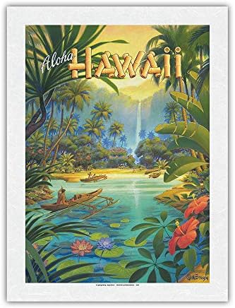 Pacifica Island Art Aloha Hawaii-Vintage Hawaiian Travel Poster Kerne Erickson - 8in x 12in Vintage metalni