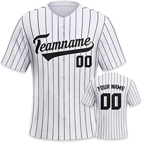 Prilagođeni bejzbol dres Pinstripe košulja Hip Hop Stripe Personalizirani broj imena za muškarce / žene / mlade