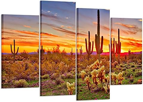 Kreative Arts-Colorfull Sunset sa Saguaros pejzaž platnu zid Art Sonoran pustinja Galerija slika umotan Botanički kaktus u Arizoni slika Print na platnu za dnevni boravak