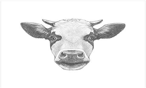 AMBESONNE FARM Animal Ceramic četkica za četkicu za zube, detaljni priključen portret krave sa slikama rogova, ukrasna svestrana kontratona za kupatilo, 4,5 x 2,7, tamno siva blijedo siva