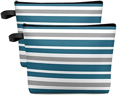 LSRTOSS plave siva traka - velika kapacitet Travel Kozmetička torba za žene Muškarci, Moderna