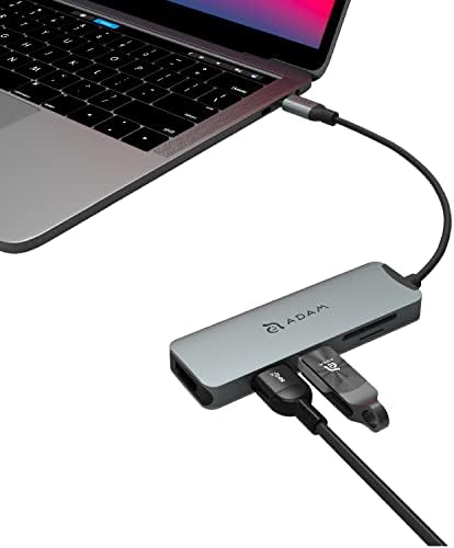 ADAM elements USB-C Gen2 Hub/priključna stanica za Laptop – CASA Hub A05 5u1 Multiport Adapter za Mac & PC serija - USB-A 3.1 Gen2 x2, HDMI, SD & amp; čitač microSD kartica