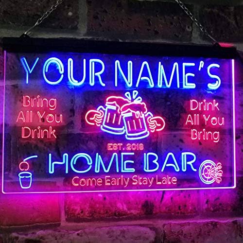 ADVPRO personalizovano vaše ime Prilagođeno kućnom baru pivo osnovana godina dvobojni LED neonski znak crvena & amp; plava 24 x 16 inča st6s64-p1-tm-rb