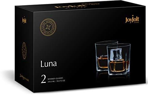 Joyjolt Luna kristalne naočare za viski, Staromodno staklo za viski 10,5 unce, Ultra Clear Crystal